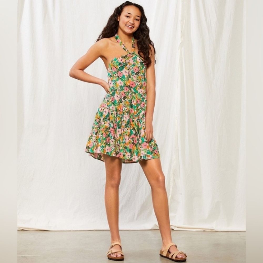Copper Key Floral PrintedTiered Halter Dress | Dillard's size XL